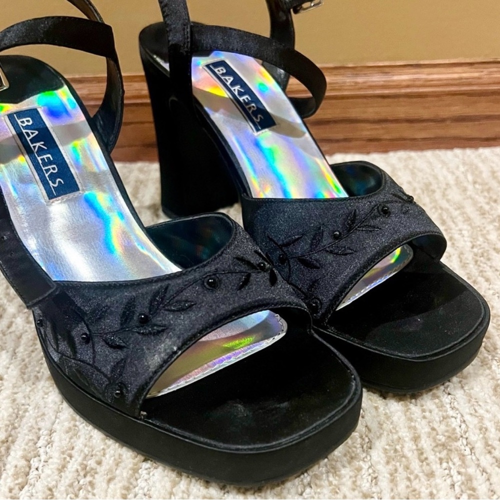 Bakers Black Strappy Heels - Picture 2 of 3